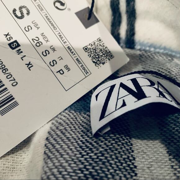 Zara cropped plaid flannel cropped overshirt shacket NWT size Small - Picture 8 of 15